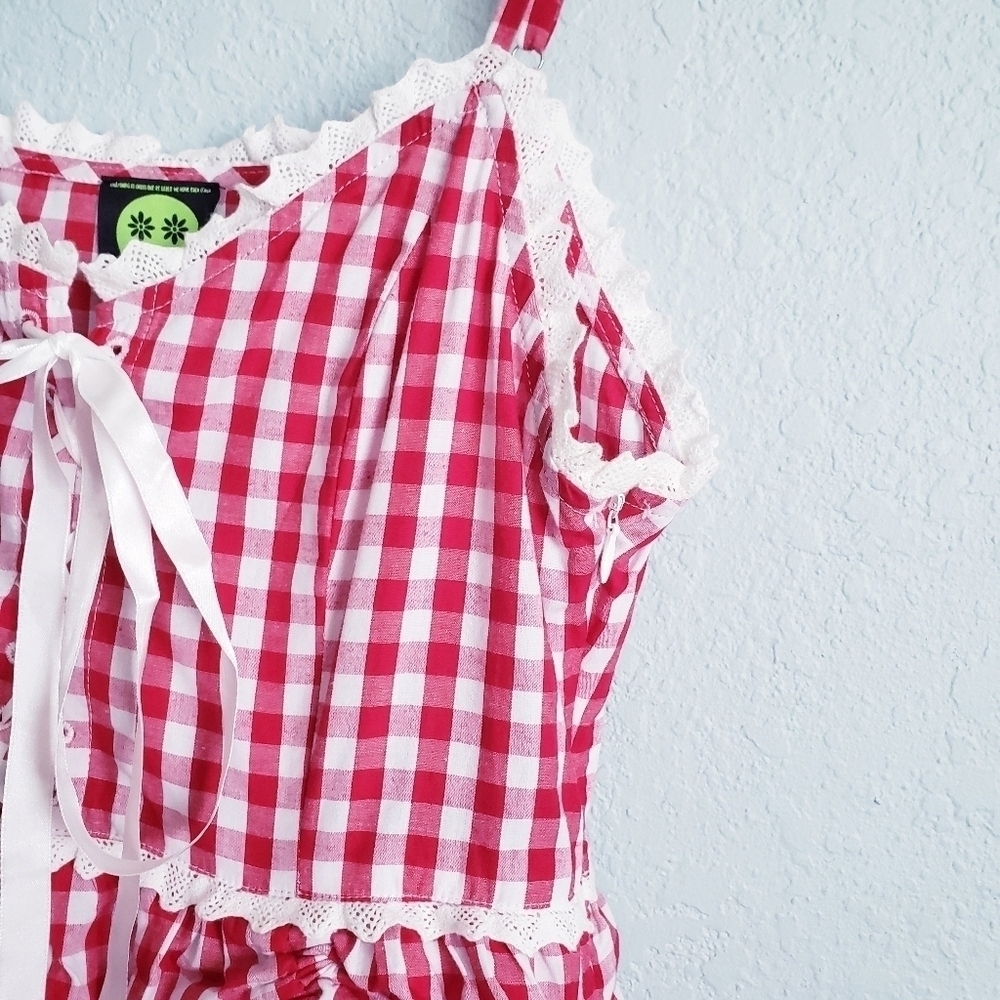 Tunnel Vision Red and White Gingham Convertible Beatrice Dress - Picture 6 of 7